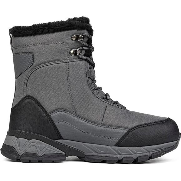 Men\'s Snow Boots Waterproof Warm Fur Lined Ankle High-top Shoes, Gray main image 6